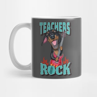 Funny Cute Doxie  Dachshund Dog Teachers Rock Fur Baby Mug